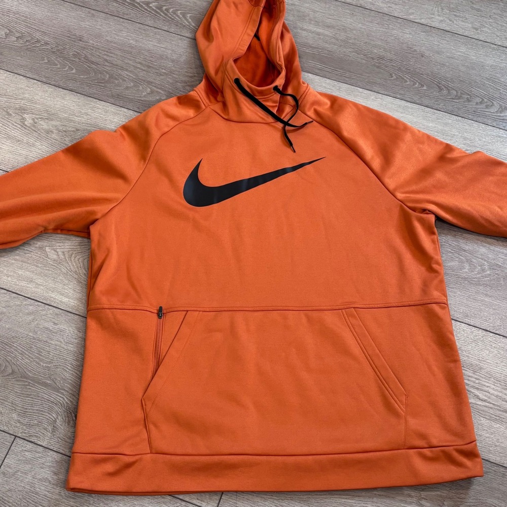 Nike Therma-FIT Hoodie Mens XXL Orange Pullover Training Swoosh Athletic